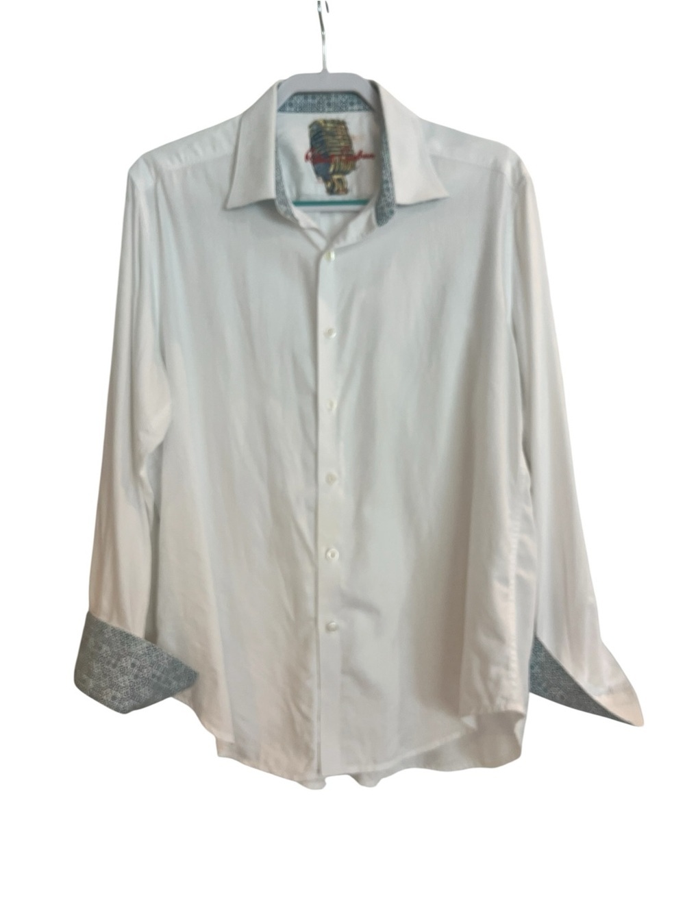 Robert Graham White Jacquard Flip Cuff Cotton Button Down Shirt Large